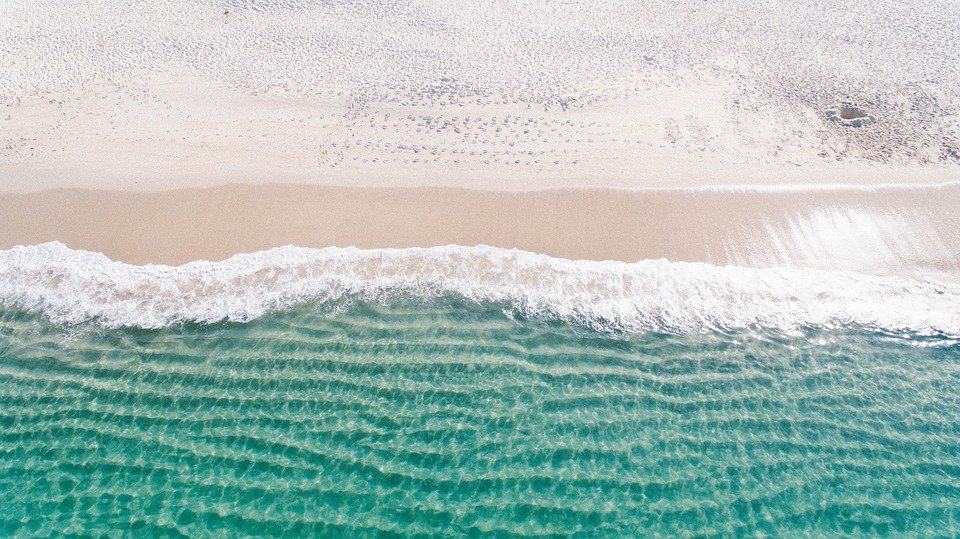 A beautiful drone shot of a beach in Puerto Rico