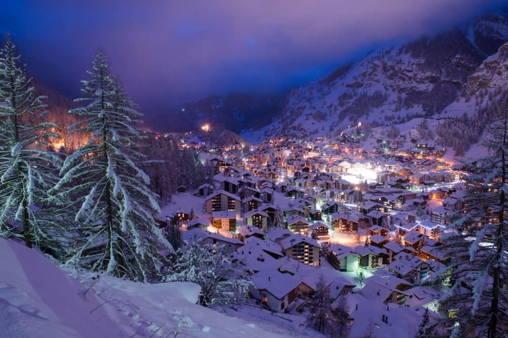 Zermatt ski resort in the winter